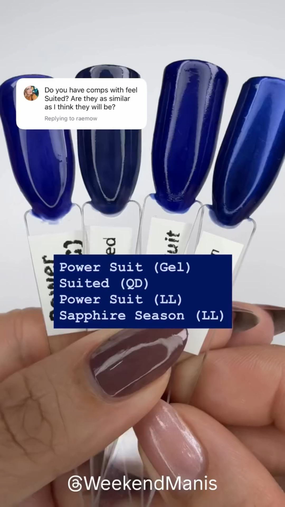 How does Suited from the @oliveandjune Quick Dry line compare with Power Suit (regular Long Lasting polish) vs. Power Suit (gel) compare? I threw in Sapphire Season in the mix as well just for fun! 💙

Suited appears as a darker shade of navy blue, and Power Suit has a see-through jelly consistency, especially in the gel formula. Sapphire Season is also a navy blue, but with a more chrome-like finish ✨

Was this helpful? Anything else you’d like to see? 👀 

💸 Want to save on your order? Use CARINA20 for 20% off first Olive and June Systems. Link in bio ♥️ I am so grateful whenever you shop through my link! 🙏 

#oliveandjune #WeekendManis #athomemani #diynailsathome #nailpolish #nailtok #nailsnailsnails #cuticlecaretips #cuticlecare #longnails #nailgrowthjourney #nailgrowth #naturalnails #nailcaretips #nailcare #hydration101 #diynailsathome #gelnails #gelmani #fallnailinspo #fallnails #oliveandjunelunchbreak #oliveandjunedreamjob #oliveandjuneimaniinmeetings #oliveandjuneclockingoutearly #oliveandjunegoalgetter #oliveandjunepowersuit #oliveandjuneletscircleback #oliveandjunesuited #oliveandjunesapphireseason #bluenails💙

#LTKBeauty #LTKFindsUnder50 #LTKselfcare