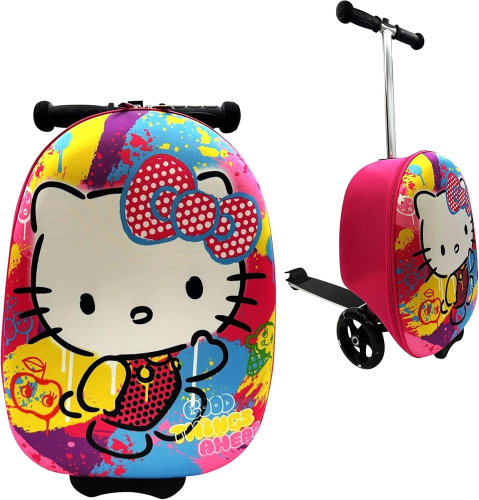 Fast Forward Hello Kitty18 Ride-On Suitcase Scooter - Lightweight Carry-On Foldable Scooter Lugga... | Amazon (US)