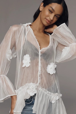 By Anthropologie Sheer Floral Tunic | Anthropologie (US)