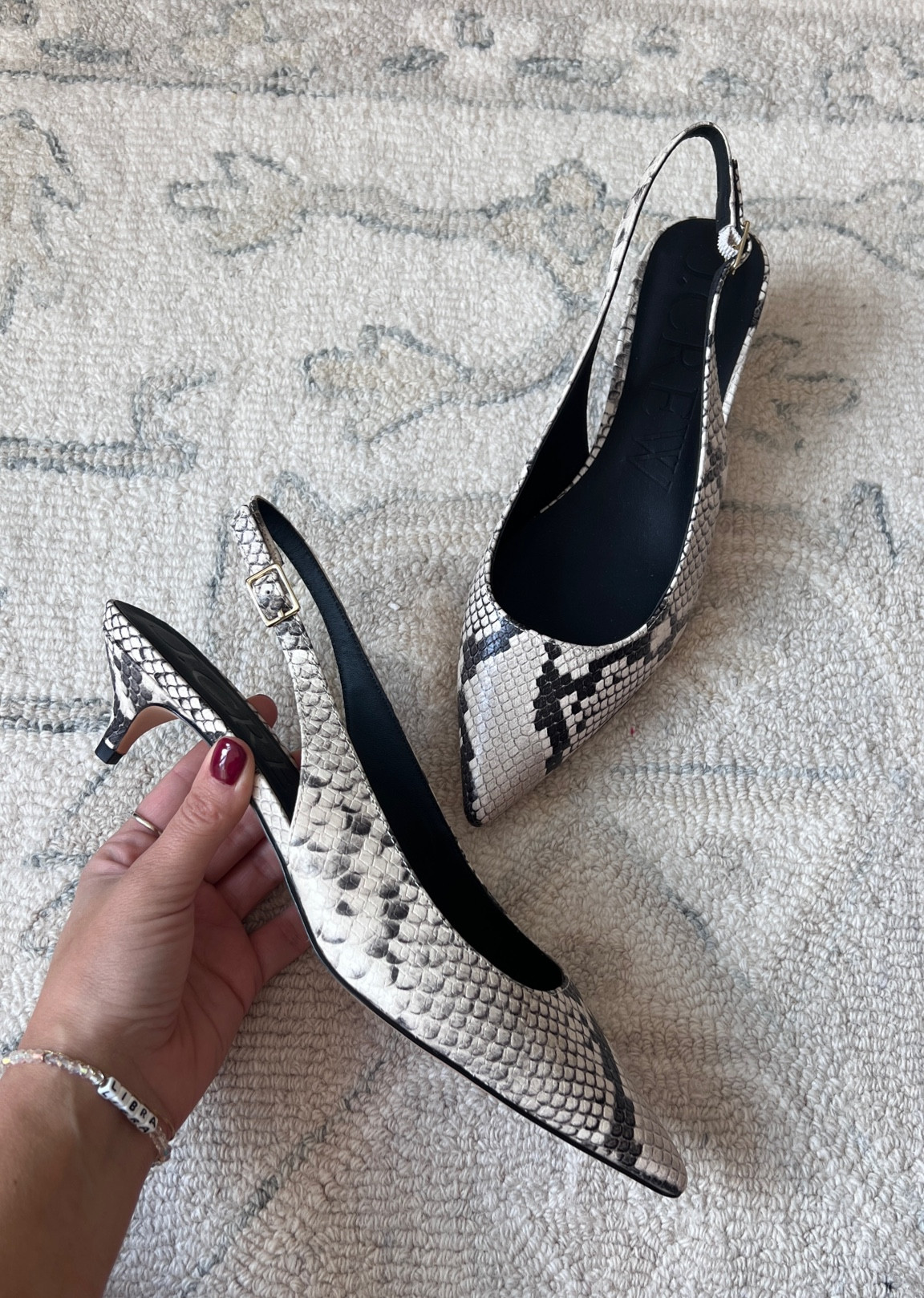 J. Crew snake skin leather kitten sling back heels! So comfortable run true to size 



J. Crew | heels | fall shoes 

#LTKNYFW 

#LTKWorkwear #LTKStyleTip