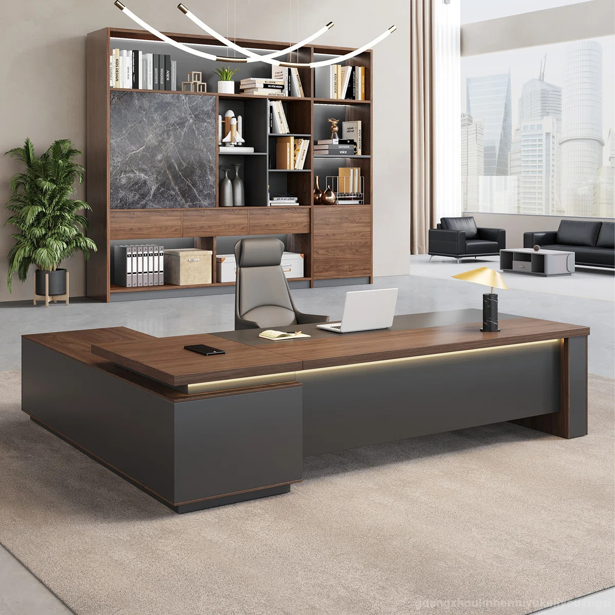 Luxe Executive L-Shaped Desk With Digital Lock & Cable Management | Wayfair North America