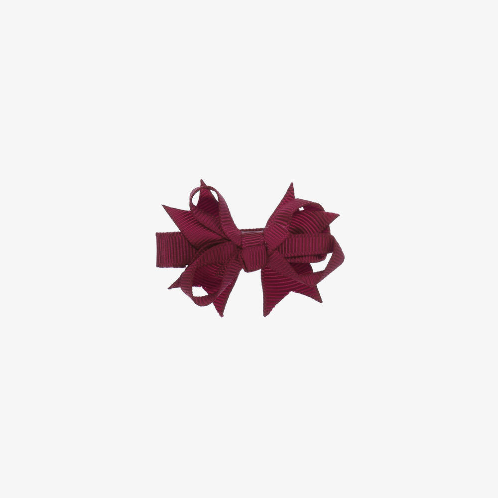 Girls Burgundy Red Bow Hair Clip (4cm) | Childrensalon
