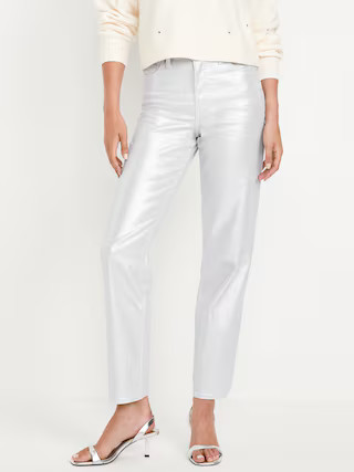 High-Waisted Silver Shine OG Loose Jeans | Old Navy (US)