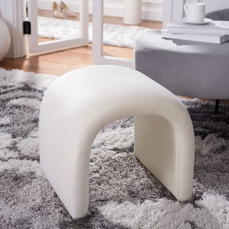 FACESOFT Home Collection Kibo Modern Waterfall Cream Velvet Ottoman (Fully Assembled) | Walmart (US)