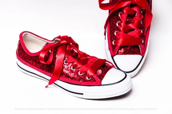 Bridal Favorite! Red Starlight Sequin Converse Low Top Sneakers | Etsy (US)