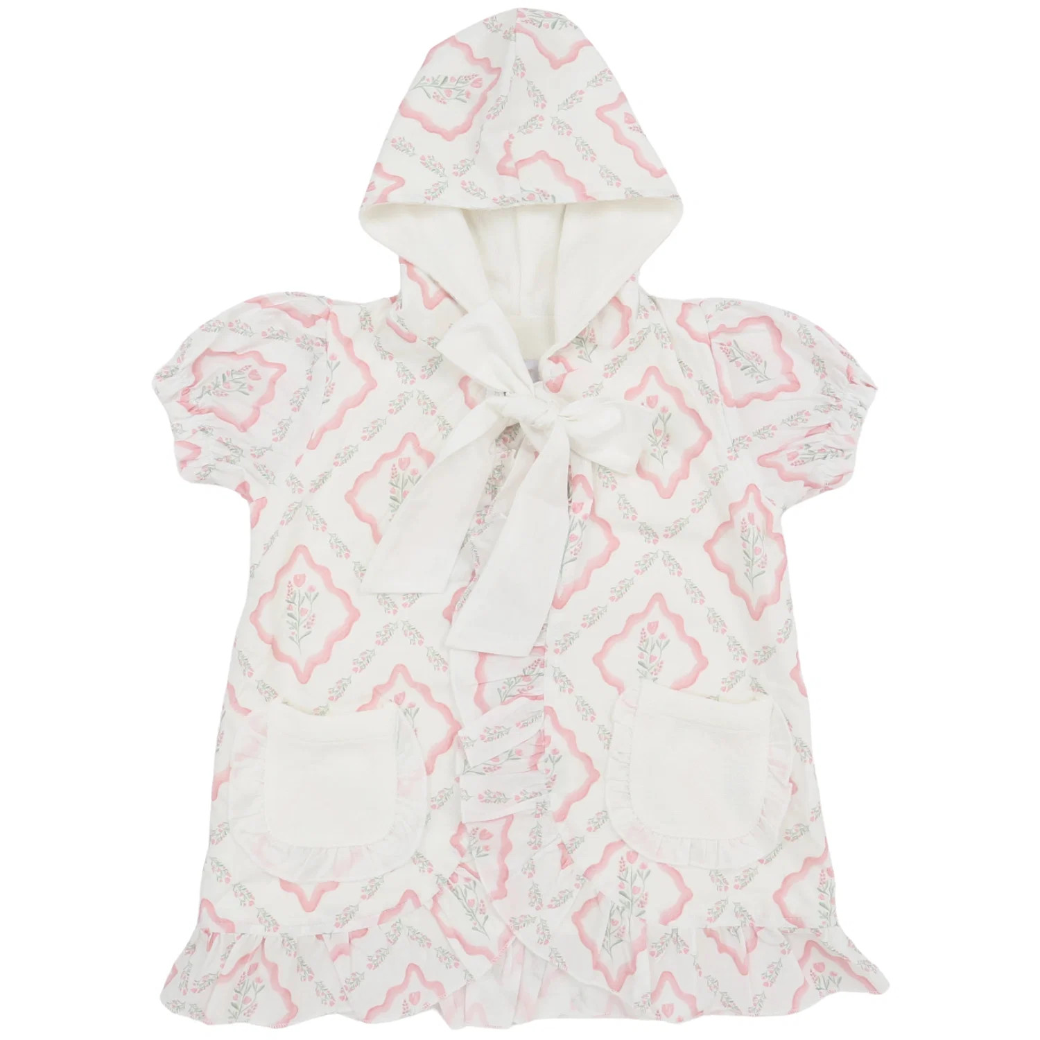Girls Floral Diamond Hooded Bow Coverup | Hamner Hill