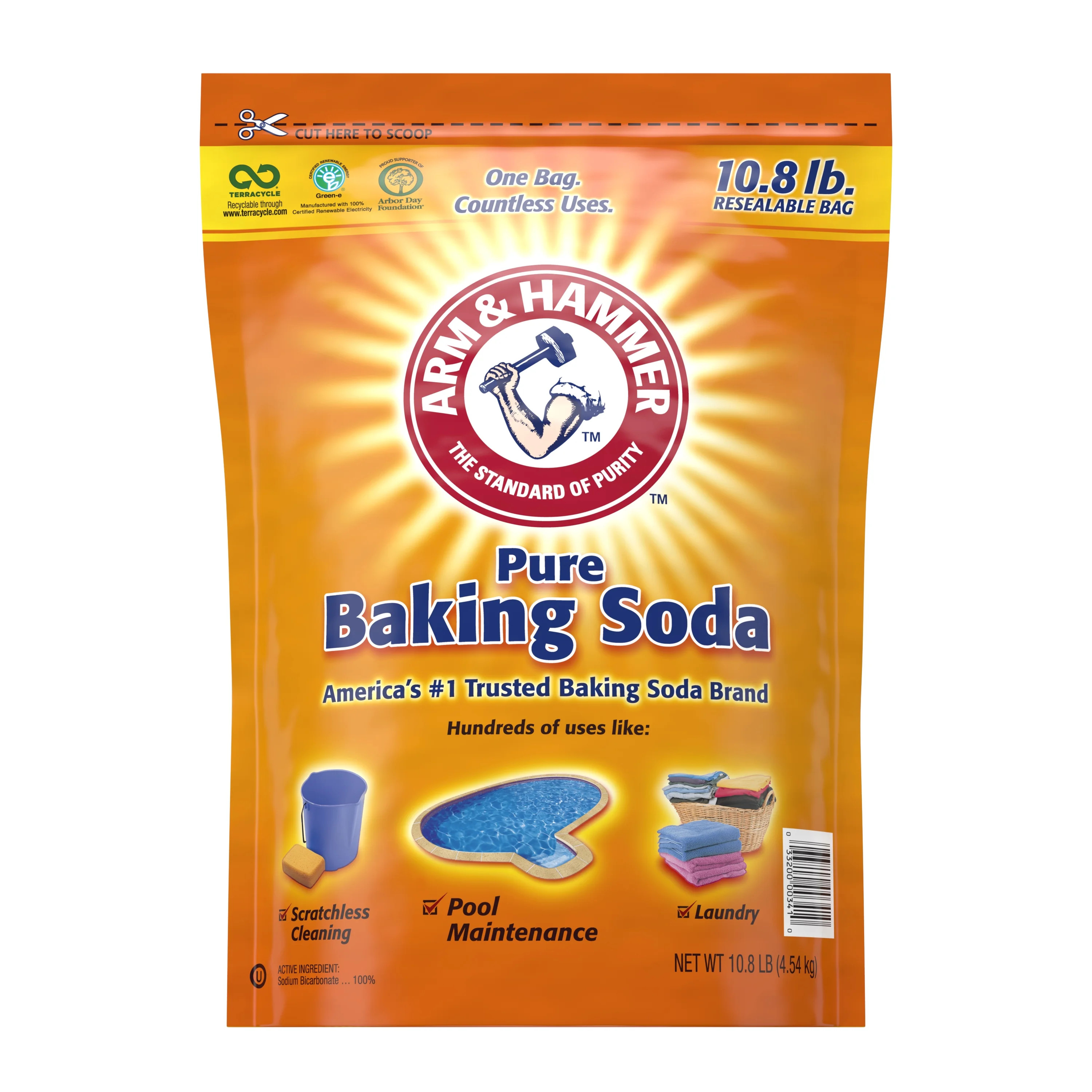 Arm & Hammer Pure Baking Soda, 10.8 lb., Reseable Bag | Walmart (US)