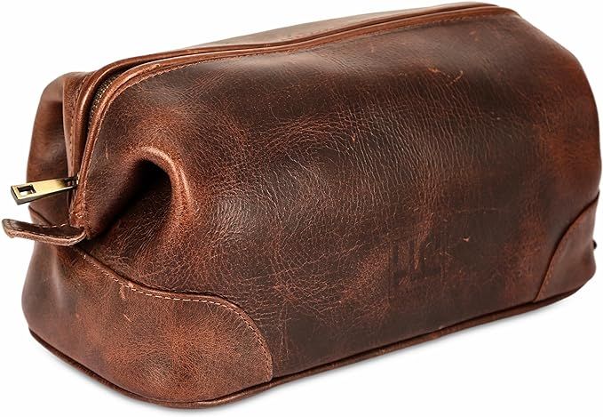 HLC Leather Toiletry Bag for Men - Best Gift for Men - Premium Genuine Leather Dopp Kit Shaving K... | Amazon (US)