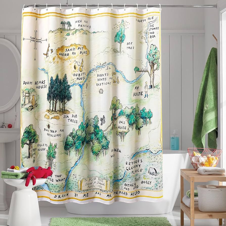 Estmy Cortina de ducha vintage para niños, 72 pulgadas de ancho x 72 pulgadas de largo, beige, i... | Amazon (US)