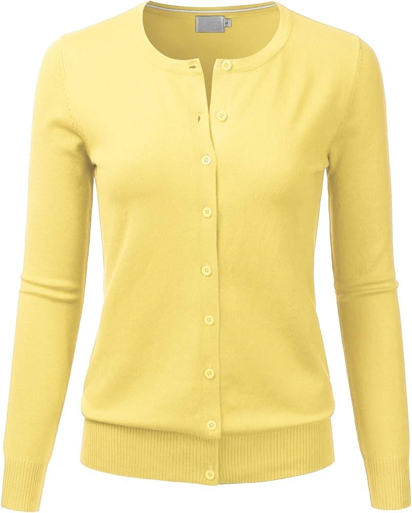 LALABEE Women's Crewneck Long Sleeve Button Down Knit Cardigan Sweater (S-XXL) | Amazon (US)