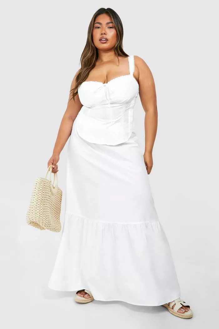 Plus Cotton Poplin Maxi Skirt | boohoo (US & Canada)