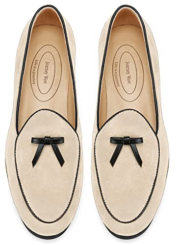 Journey West Suede Tassel Loafer for Women Slip-on Belgian Penny Loafers Shoes for Women Brown US 9 | Amazon (US)