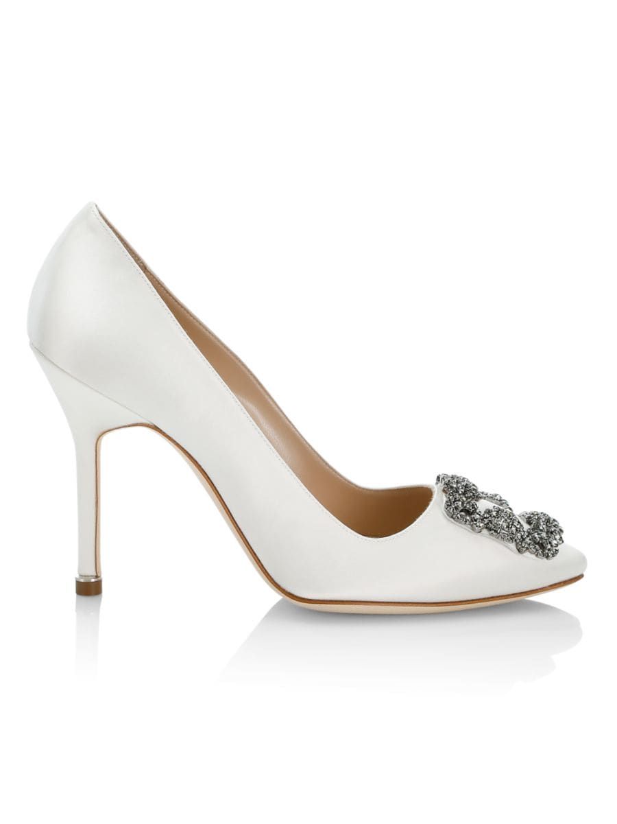 Manolo Blahnik Hangisi 105 Embellished Satin Pumps | Saks Fifth Avenue