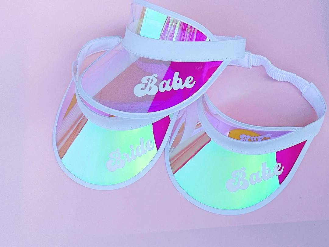 Holographic Personalized Bridesmaids Gift Visor for Bachelorette Party, Bridal Shower Pool Party,... | Etsy (US)