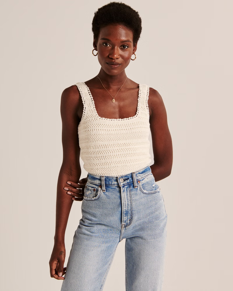 Crochet Squareneck Tank | Abercrombie & Fitch (US)