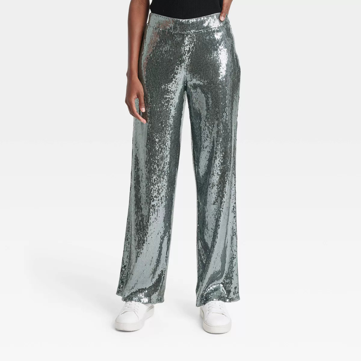 Women's Sequin Trouser Pants - A New Day™ Silver 8 | Target
