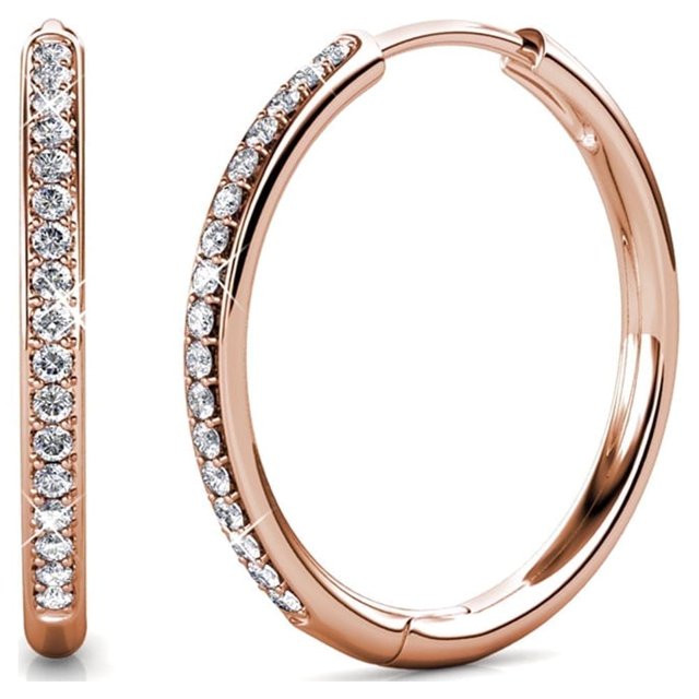 Cate & Chloe Bianca 18k Rose Gold Drop Dangle Hoop Earrings with Swarovski Crystals Gift for Wome... | Walmart (US)
