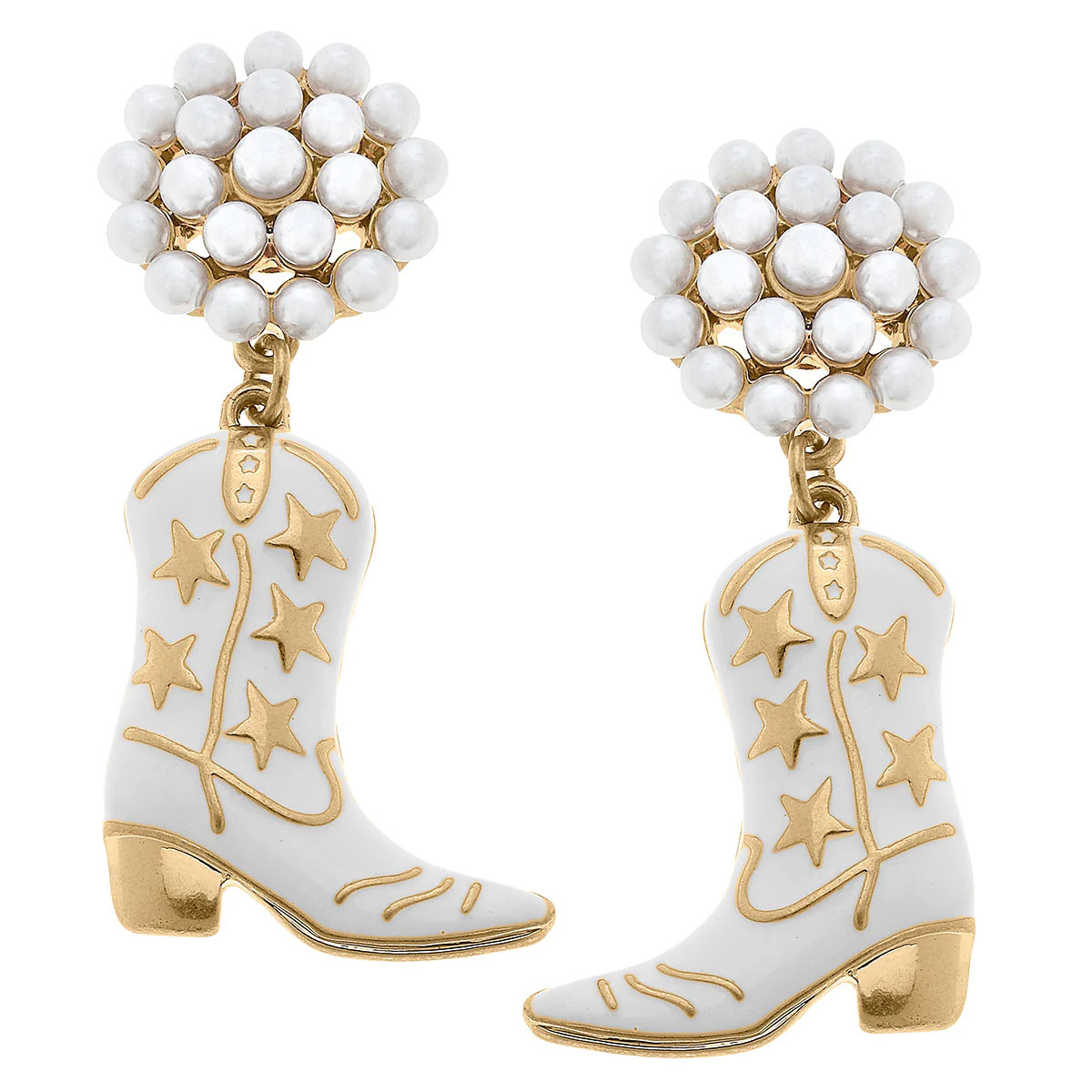 CANVAS Style x AP Style Cowboy Boot Earrings in White | CANVAS