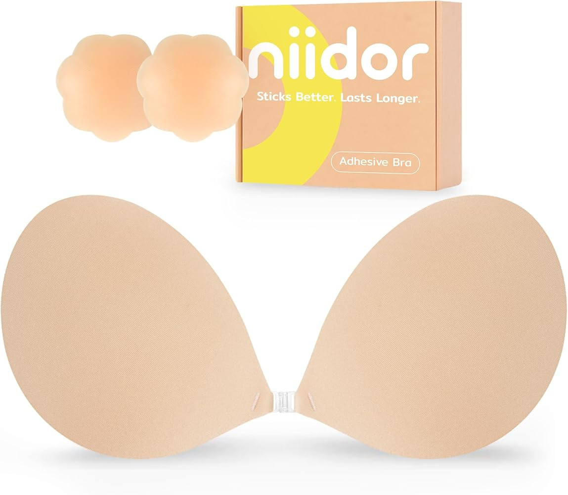 Niidor Adhesive Bra Strapless Ultra Sticky Invisible Push up Silicone Bra Multiple Colors Sizes R... | Amazon (US)