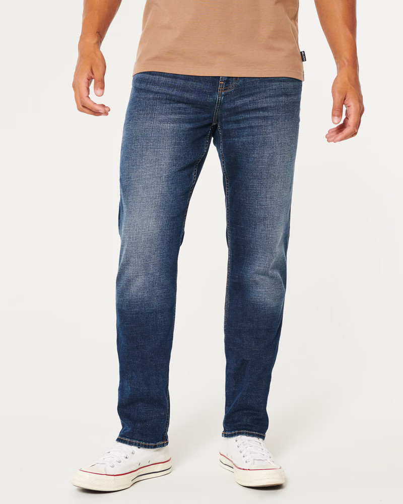 Dark Wash Athletic Slim Straight Jeans | Hollister (US)