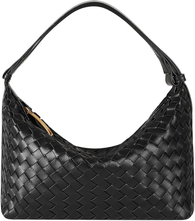 Vegan Leather Woven Tote Handbag, Top-handle Shoulder Bag, Woven Leather Pure Underarm Purse, Clu... | Amazon (US)