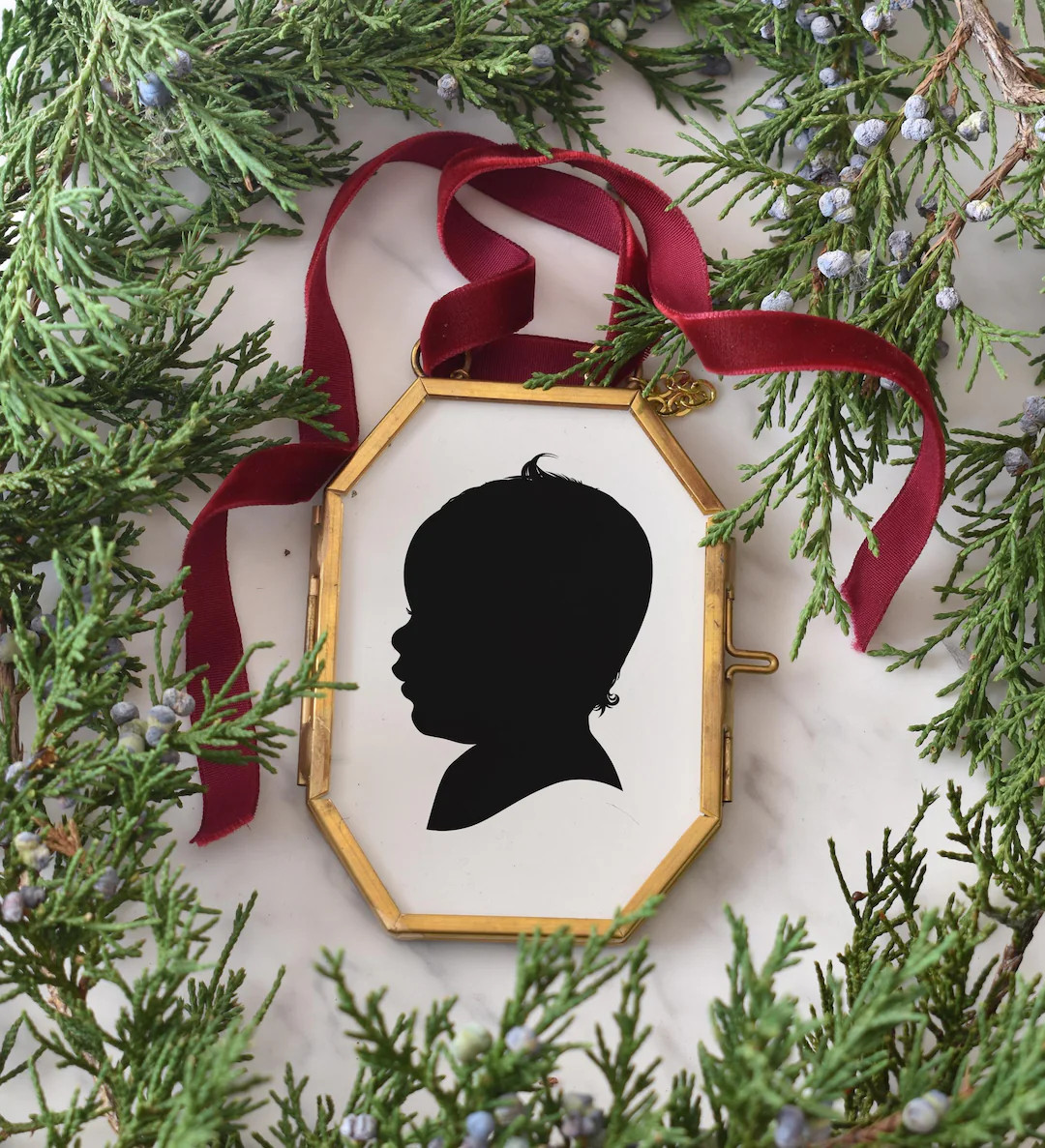 Personalized Ornament Custom Silhouette Portrait Printable Child Silhouette Gift for Mom Baby Orn... | Etsy (US)