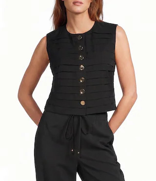 Antonio Melani Helena Button Front Jewel Neckline Ruffle Blouse - 4 | Dillard's