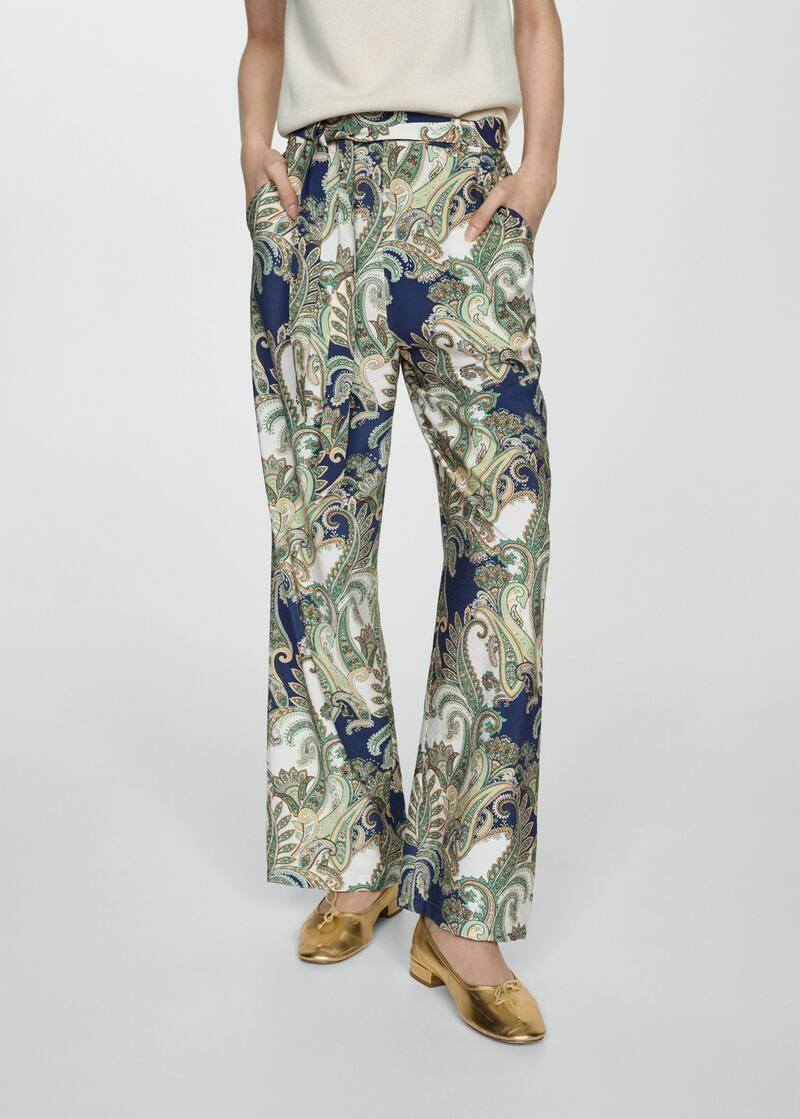 Bow printed pants -  Women | Mango USA | MANGO (US)