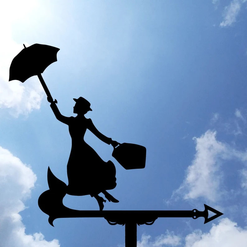 Mary Poppins Metal Weathervane, Weather Vane, home roof decor | Etsy (US)