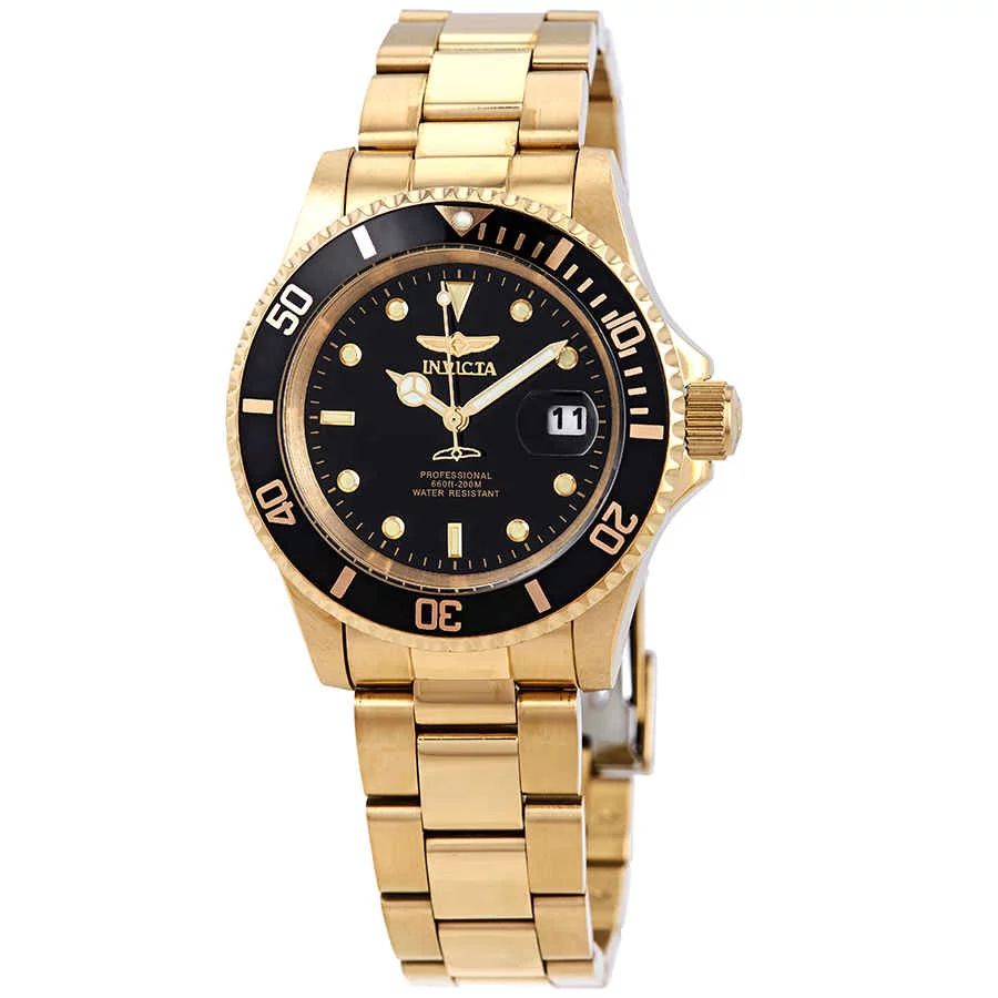 Invicta Pro Diver Gold-tone Black Dial 40 mm Men's Watch 26975 - Walmart.com | Walmart (US)