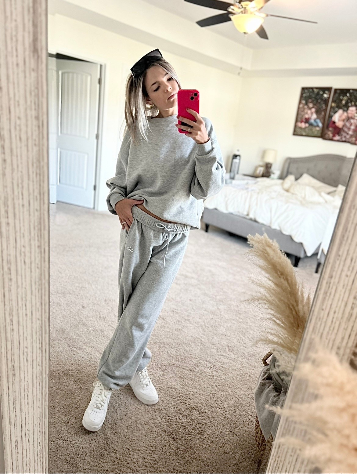 Travel day essential ✈️💨 Heather gray Aloe sweats + comfy AF1s = the perfect put-together look for long flights, bloated days, or when you just want cozy + chic! 

Crewneck: Small
Sweatpants: Small

#LTKActive #LTKStyleTip #LTKTravel