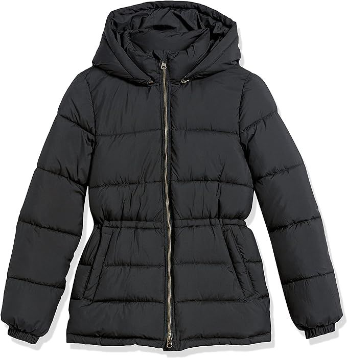 Amazon.com: Amazon Essentials Women's Heavyweight Puffer Jacket with Drawstring Waist, Black, Med... | Amazon (US)