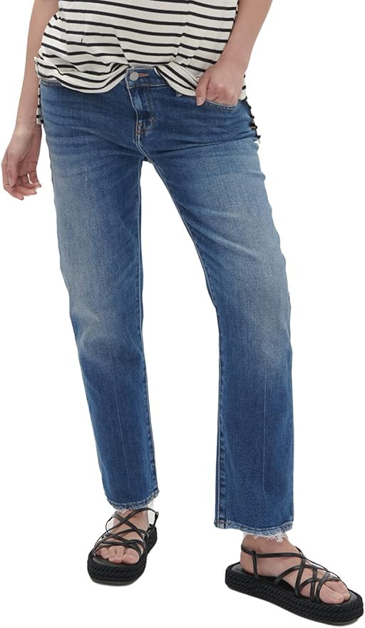HATCH Maternity Boyfriend Jean - Maternity Jeans Straight Leg with Distressed Cuffs - Expandable ... | Amazon (US)