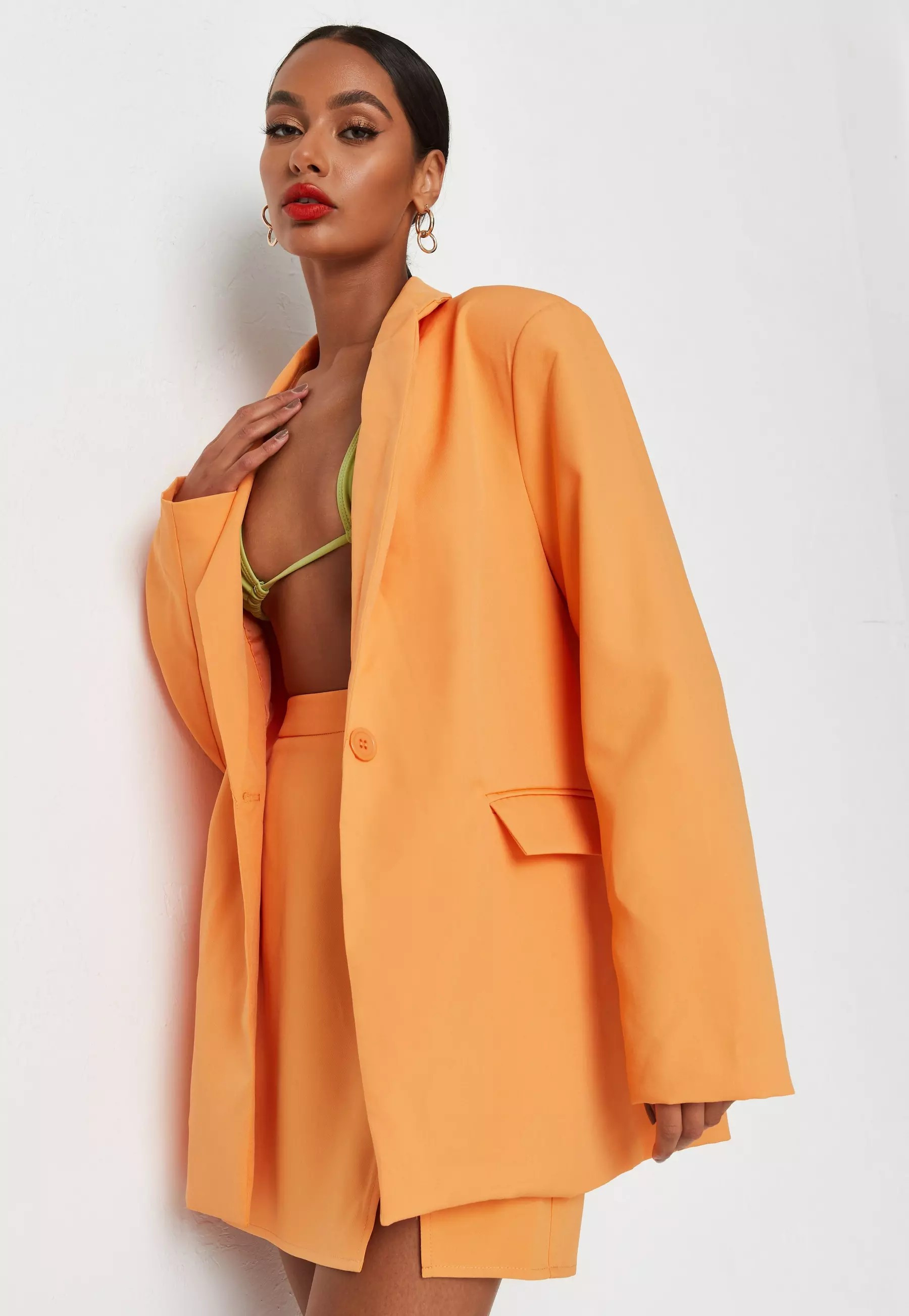 Neon Orange Co Ord Oversized Blazer | Missguided (UK & IE)