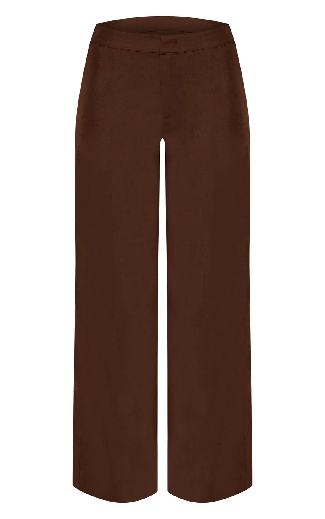 Dark Brown Tailored Woven Seam Detail Trousers | PrettyLittleThing USA | PrettyLittleThing US