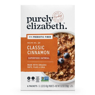 Purely Elizabeth Classic Cinnamon Oatmeal Packets - 6ct / 9.12oz | Target