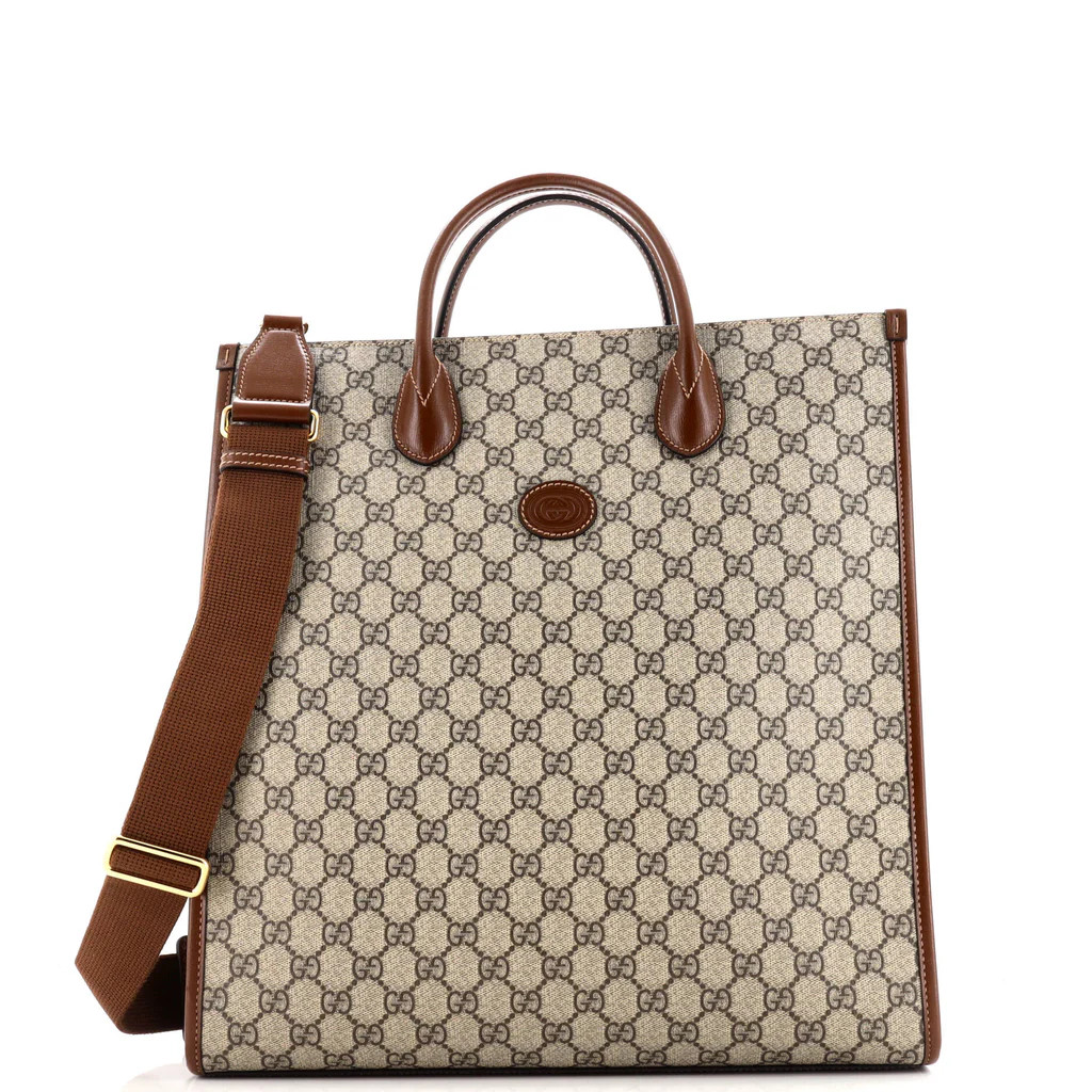 Gucci Interlocking G Tote GG Coated Canvas Vertical Brown 3446009 | Rebag