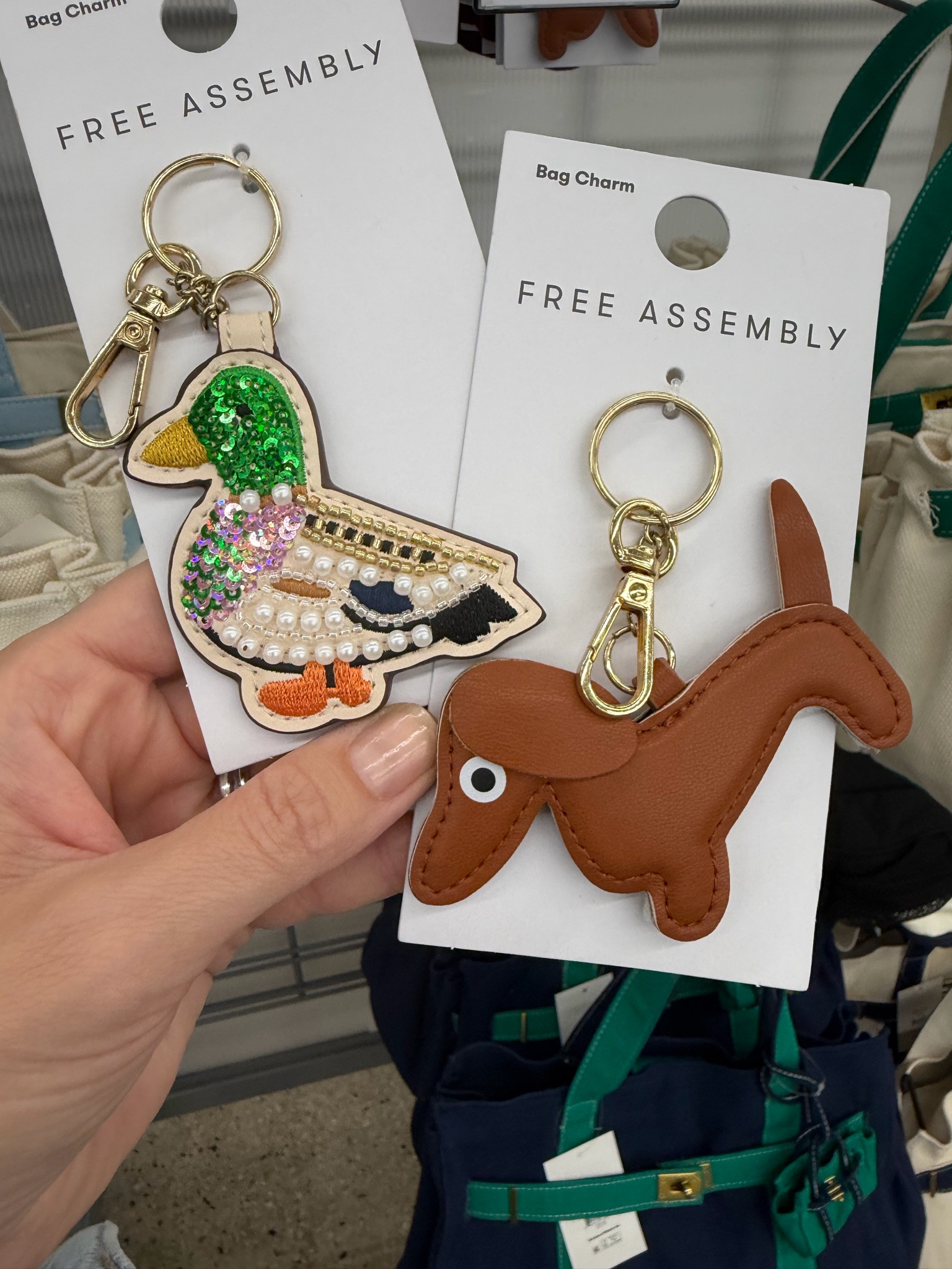 Cutest bag charms at Walmart, mallard duck or wiener dog dachshund #walmartfashion