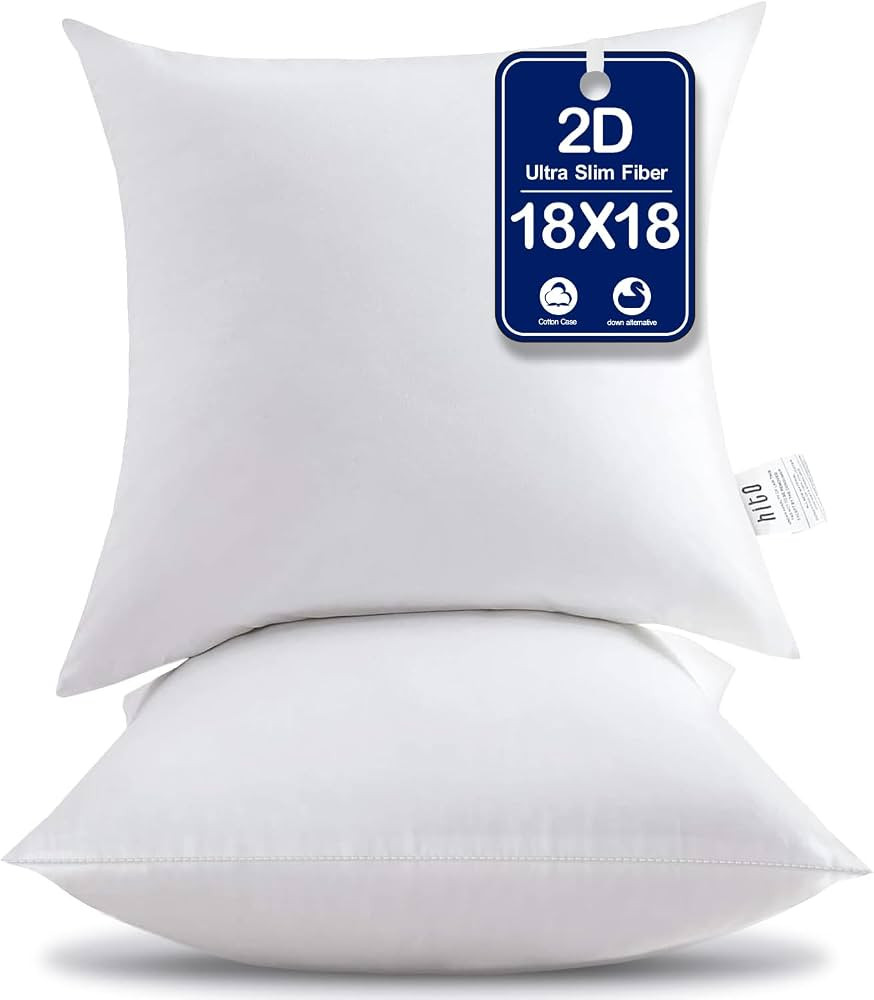 HITO 18x18 Pillow Inserts (Set of 2)- 100% Cotton Covering Down Alternative Throw Pillows White f... | Amazon (US)