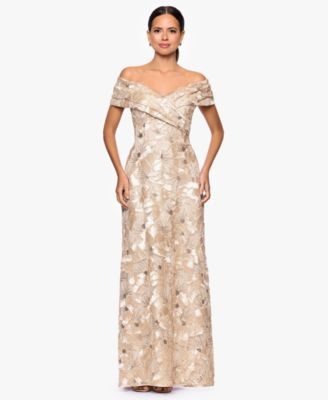 Betsy & Adam Women's Off-The-Shoulder Dress - Champagne | Macy's