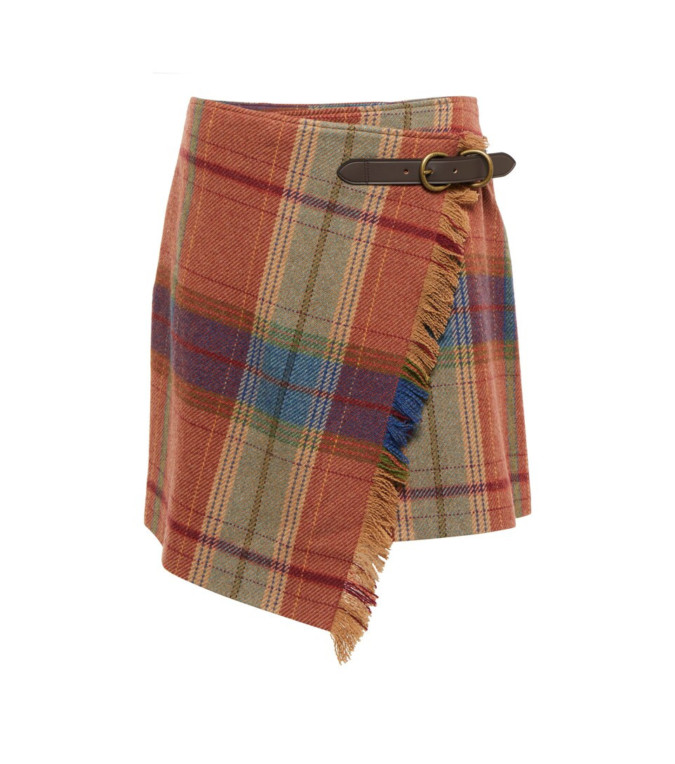 Checked wool-blend wrap skirt | Mytheresa (US/CA)