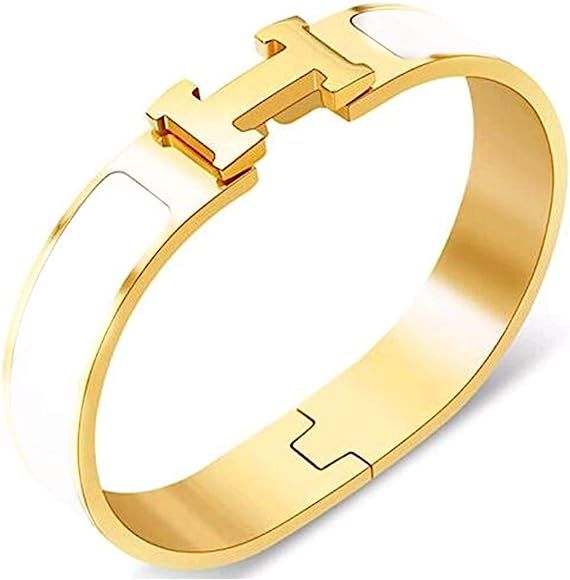 Women's Fashion Stainless Steel Button Enamel Bracelet H Shaped Bracelet | Amazon (US)