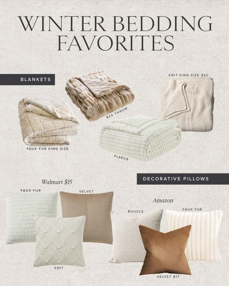 HOME \ winter bedding favorites: blankets and decorative pillows! Faux fur and velvet is a must this season!

Amazon 
Target
Throw
Walmart
Decor 
Bedroom 

#LTKhome #LTKfindsunder50 #LTKSeasonal