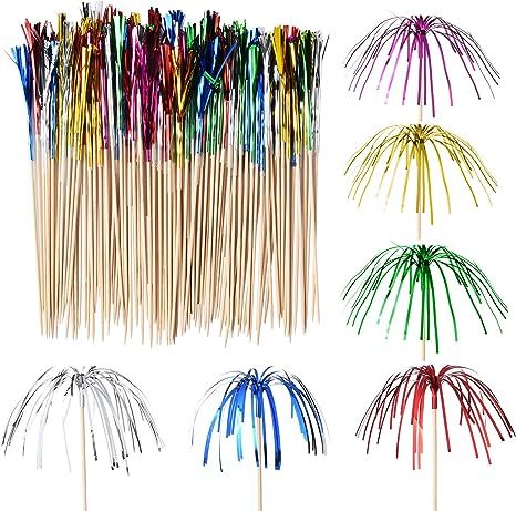 ALINK 100-Pack Firework Cocktail Picks, Cupcake Toppers Drink Appetizer Toothpicks for Tropical L... | Amazon (US)
