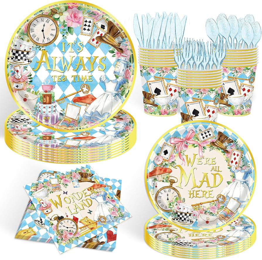 DOOGA120PCS Wonderland Themed Party Supplies for Girls Kids Birthday Party Decorations Tea Party ... | Amazon (CA)