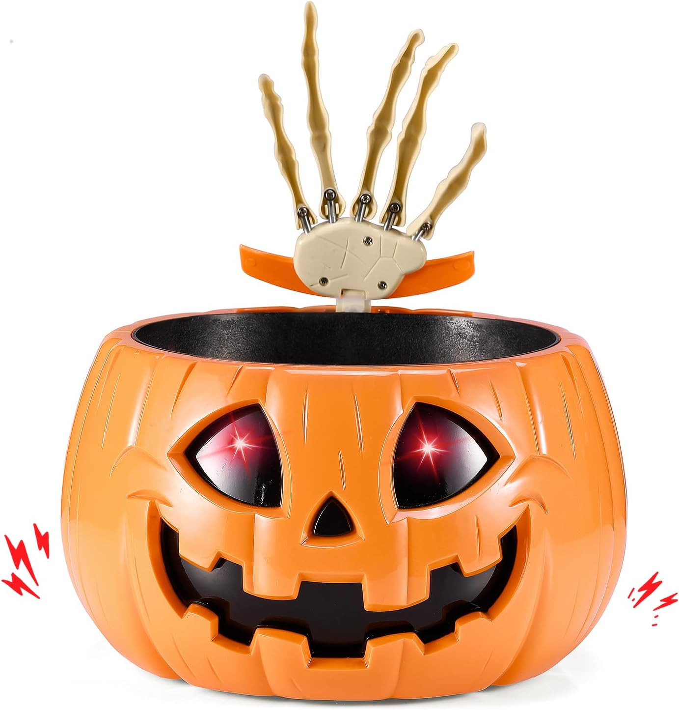 Anlass Halloween Candy Bowl Animated Pumpkin Candy Holder with Moving Skeleton Hand Creepy Sound and Red Eyes for Halloween Decorations Indoors and Trick or Treats | Amazon (US)