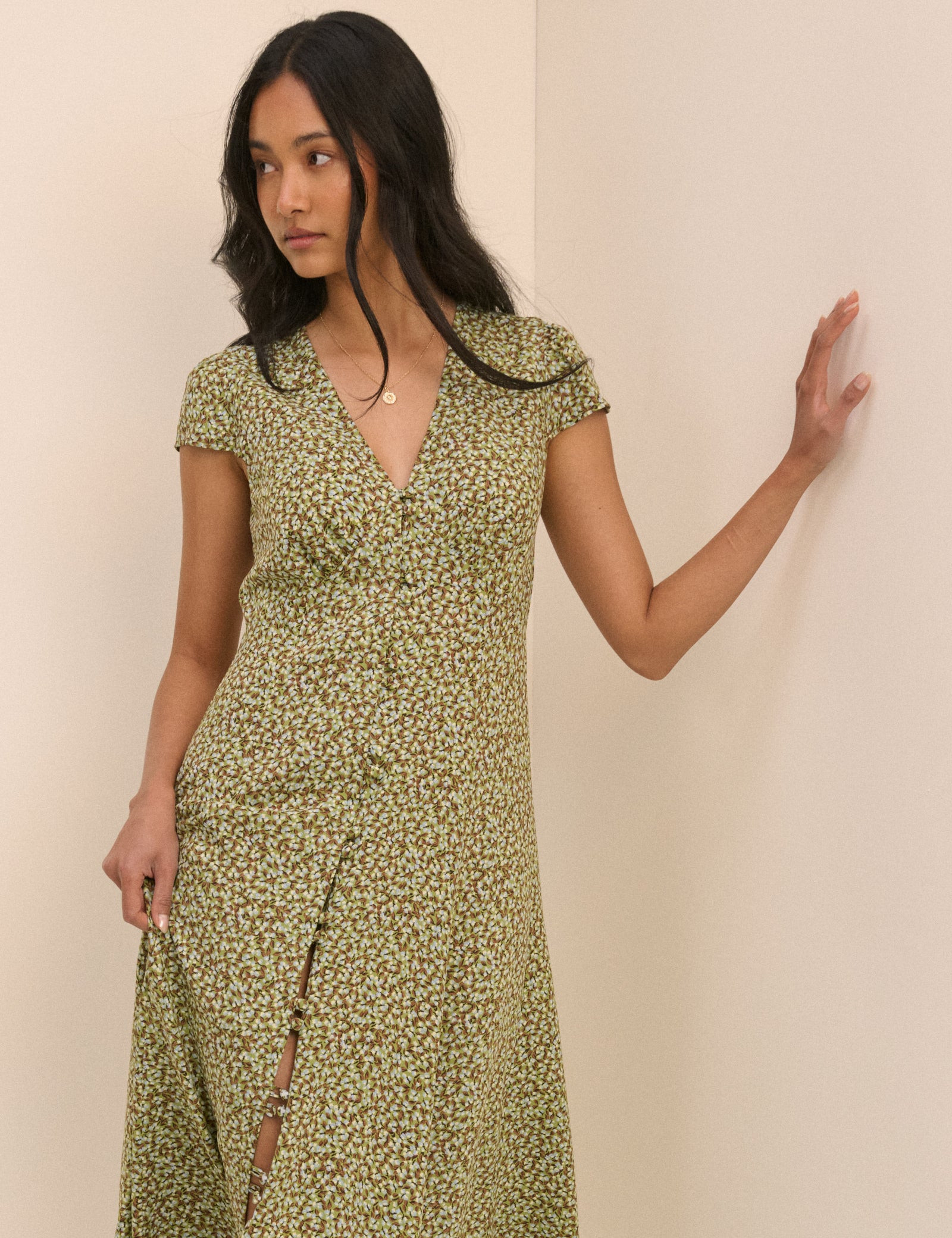 Green Ditsy Floral Avery Midi Dress | Nobody's Child