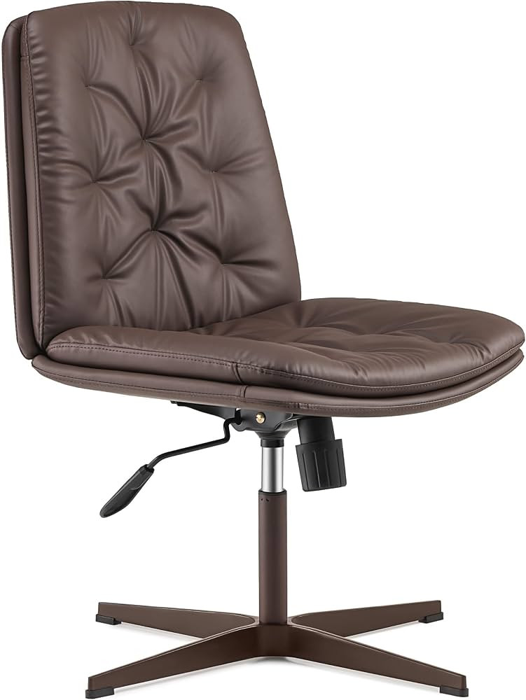 EMIAH PU-Padded Home Office Desk Chair No Wheels Mid-Back Comfortable Computer Chair Vanity Chair... | Amazon (US)