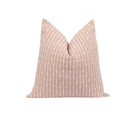 Woven Stripe Pillow Cover Double Sided Blush Woven Pillow - Etsy | Etsy (US)