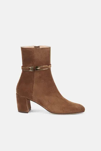 Lynn Buckle Heeled Suede Bootie | Nordstrom